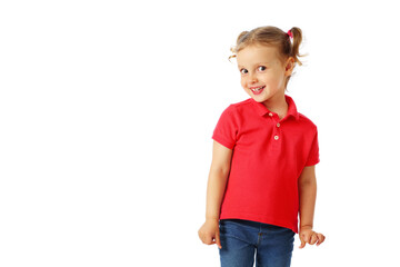 positive emotions of the girl flirtatious surprise or a question ready to choose