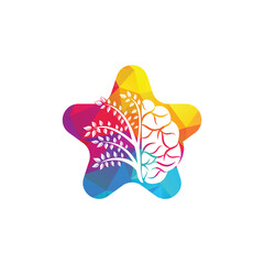 Modern brain star tree logo design. Think colorful brain idea. 