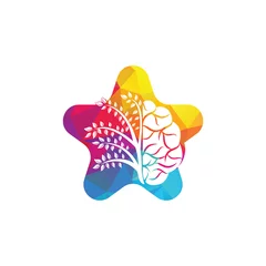 Foto op Canvas Modern brain star tree logo design. Think colorful brain idea.  © HaSnI