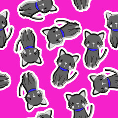 3D Cute Cats Pattern Seamless