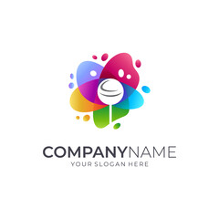 Lollipop candy logo design. Colorful transparency logo style