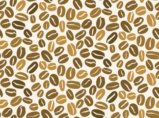 Afwasbaar Fotobehang Koffie Naadloze patroon van koffiebonen in olijf bruine kleuren. Plat ontwerp