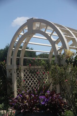 gate at a garden with flowers