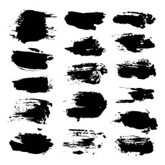 Black abstract brush strokes isolated on a white background