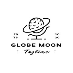 globe moon outline icon modern logo design premium vector editable