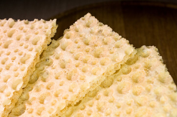 diabetic diet crunches - crispy waffle crispbread from wheat, texture