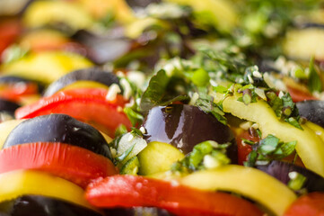 Ratatouille Diet Vegetarian Vegan Food - A traditional French Provencal vegetable dish, raw...