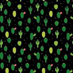 Abstract Seamless Pattern Background with Cactus. Vector Illustration