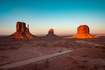 The iconic buttes of Monument Valley during Sunset.