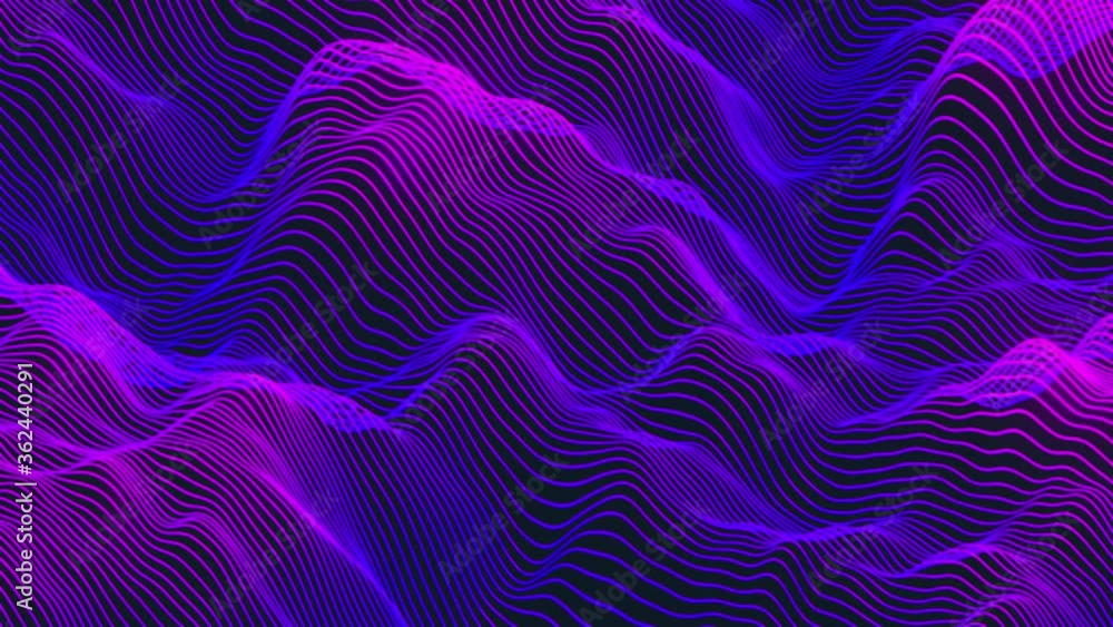Aufkleber abstract wavy striped neon background. ultraviolet neon curved wavy lines flow in space. calm moveme