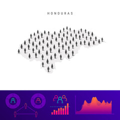 Fototapeta premium Honduras people map. Detailed vector silhouette. Mixed crowd of men and women. Population infographic elements