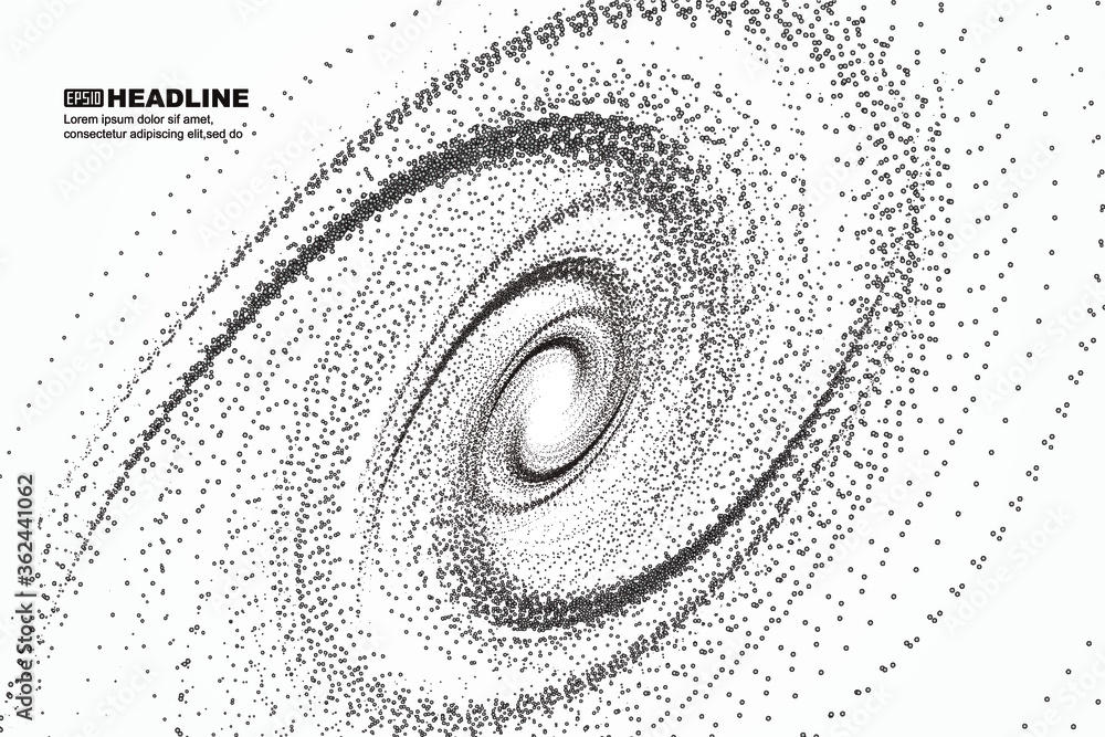Poster black and white texture dynamic particle swirl abstract graphic texture background.