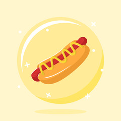 Hotdog Cartoon Illustration in The Bubble Vector