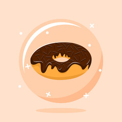 Donuts Cartoon Illustration in The Bubble Vector