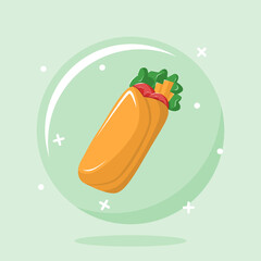 Kebab Cartoon Illustration in The Bubble Vector