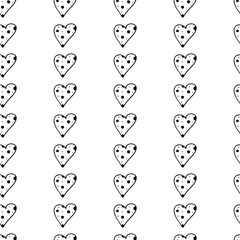 Hearts. Seamless vector pattern. Black and white contour Doodle drawing. Print for notebook covers, packaging, wrapping paper, website page