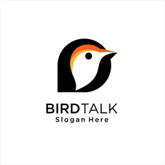 Bird Message Logo Design, Vector, Bird chat logo design sign, Pigeon talk App Logo Concept