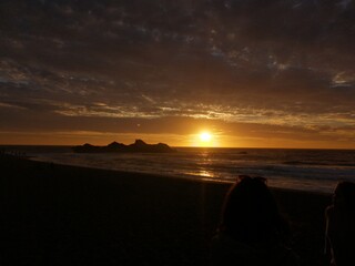 sol, playa, verano, atardecer, nubes, arena