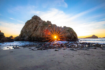 Unique west coast sunset at Pfeiffer Beach