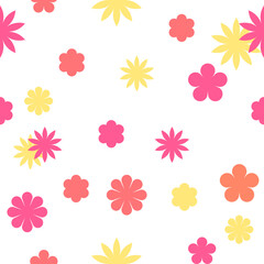 Sweet seamless pattern of pastel flowers isolated on white background. Suitable for wrapping paper, wallpaper, backdrop, fabric and etc.