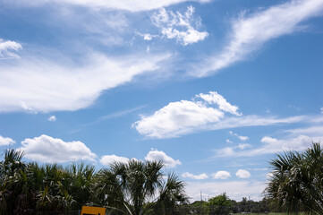 Beautiful and curious clouds background blue sky at Florida.