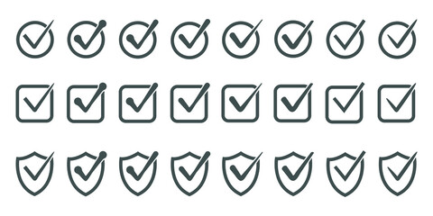 Tick mark icon set. Check Marks Icons stock illustration.