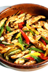 Stir-fried Mexican chicken with pepper strips