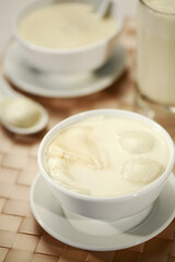 Fototapeta na wymiar Sweet soy pudding with longan