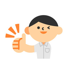 ビジネス　半袖　クールビズ　上半身　フラット　男性　サムズアップ　グッド