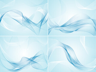 Set of abstract blue background with waves.