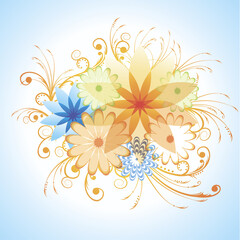 Vector abstract color background with flowers.