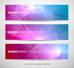 set of vector banners with polygonal background
