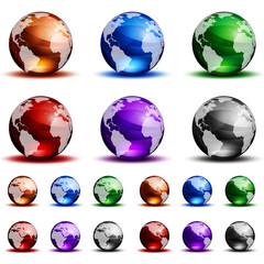 Vector colorful glass globes isolated on white background. - obrazy, fototapety, plakaty