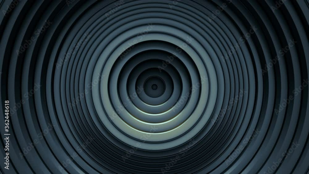 Poster dark rings. abstract geometric background. 3d render seamless loop animation
