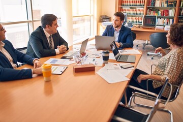 Business lawyers workers meeting at law firm office. Professional executive partners working on finance strategry at the workplace