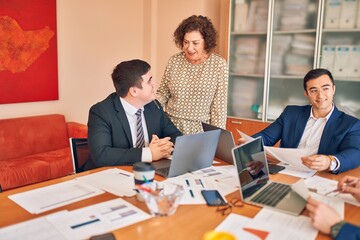 Business lawyers workers meeting at law firm office. Professional executive partners working on finance strategry at the workplace