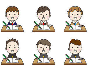 学生アイコン男子机セット13