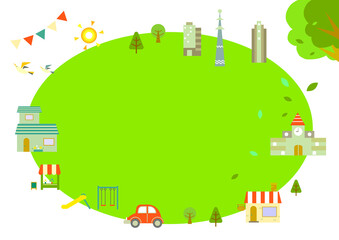 Obraz premium 緑の街フレーム