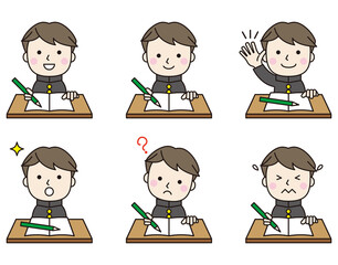 学生アイコン男子机セット23