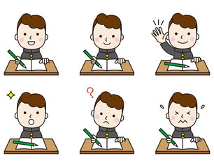 学生アイコン男子机セット24