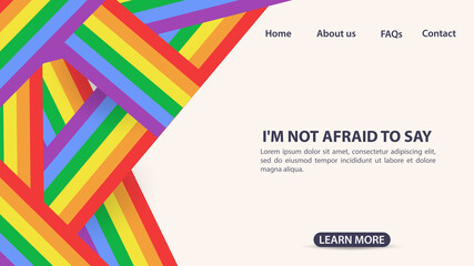 design for website and mobile app page design rainbow flag LGBT + symbol space for information and site navigation buttons