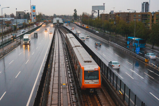 Santiago, Chile - August 2015: A Metro De Santiago Train At Line 4