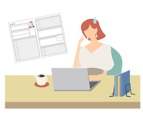 履歴書　転職活動　就職活動　ベクターイラスト