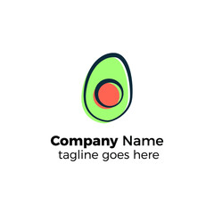 sliced avocado fruit logo design icon vector illustration simple line