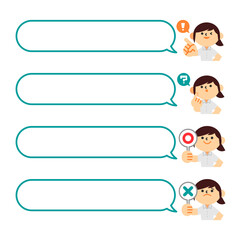 ビジネス　半袖　クールビズ　上半身　フラット　女性　フキダシ