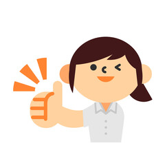 ビジネス　半袖　クールビズ　上半身　フラット　女性　サムズアップ　グッド