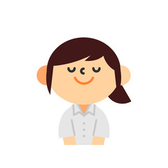 ビジネス　半袖　クールビズ　上半身　フラット　女性　お辞儀　挨拶　礼