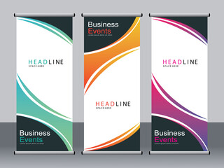Business banner roll up set,standee banner template,Modern banner.