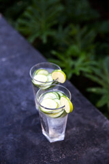 Tradition Summer fresh drink with lime and cucumber.