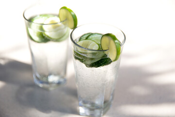 Tradition Summer fresh drink with lime and cucumber.